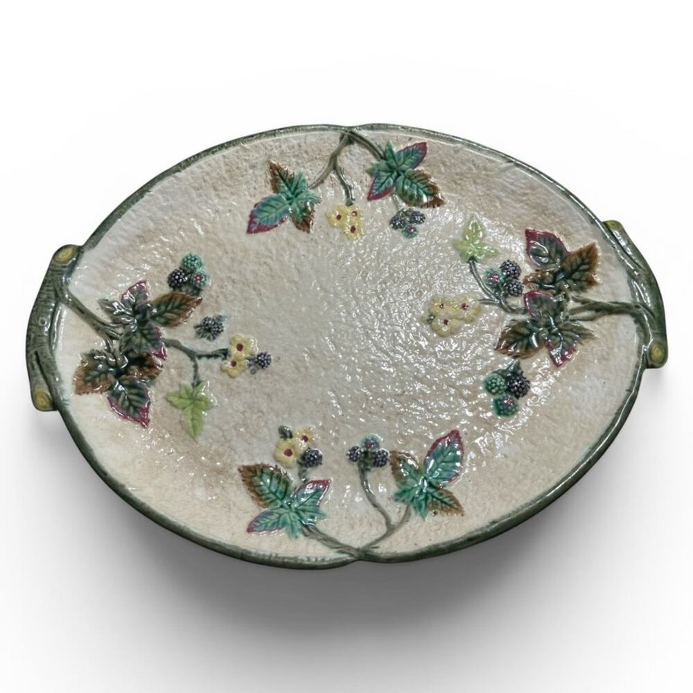Antique Chesapeake Pottery "Clifton" Majolica Blackberry Platter 19th Century